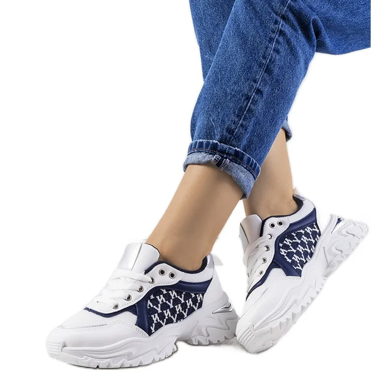 Women's white and navy blue sneakers Florival