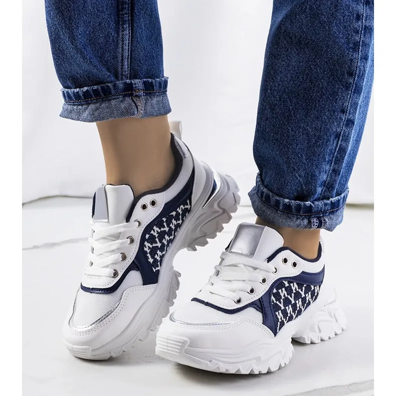 Women's white and navy blue sneakers Florival