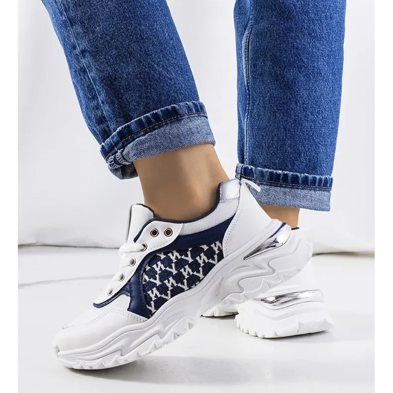 Women's white and navy blue sneakers Florival